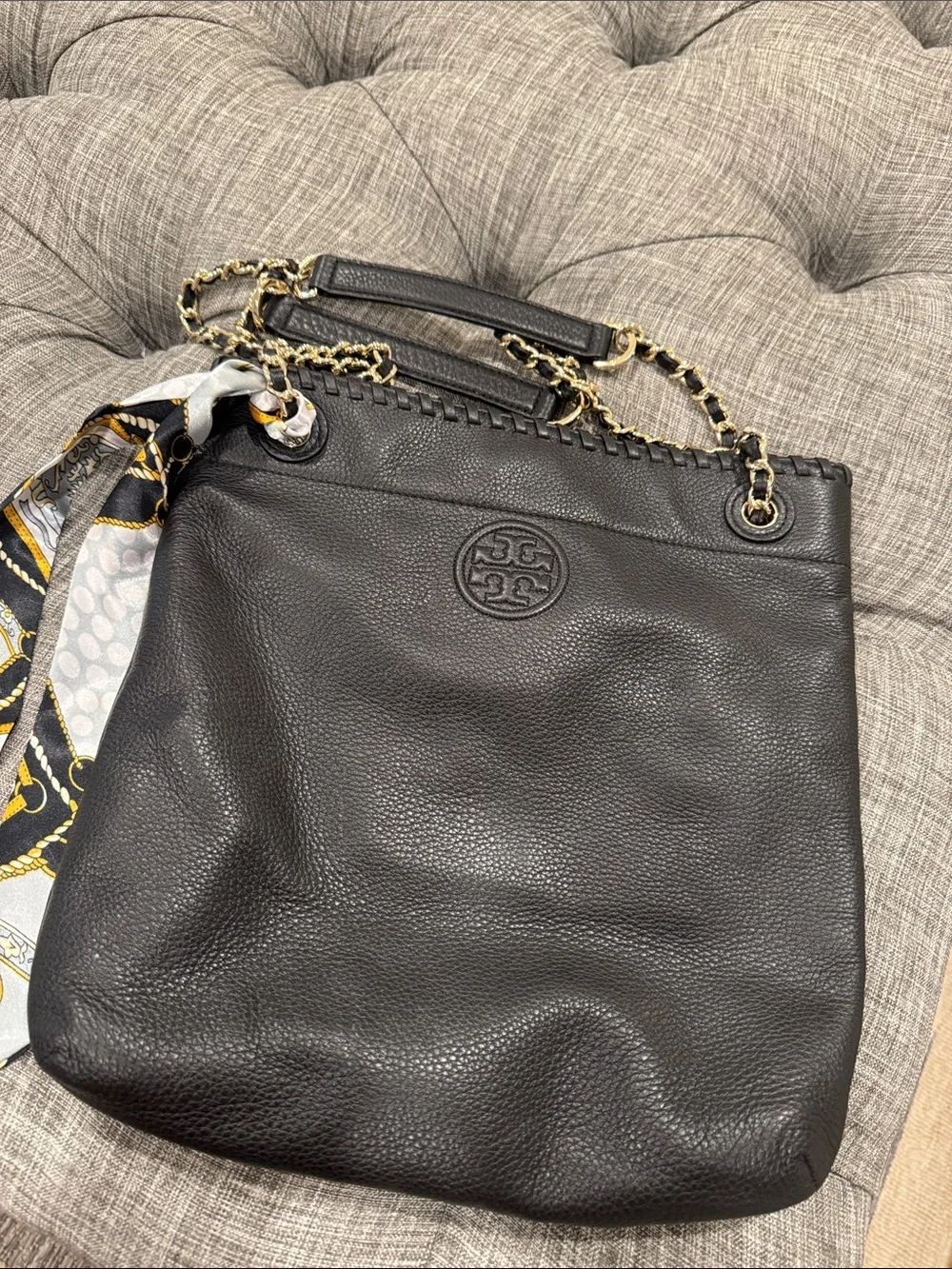 Tory Burch Bag Marion Convertible Black Leather Chain Crossbody Shoulder Bag